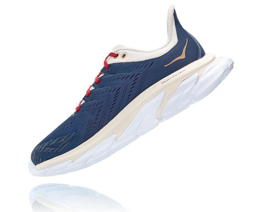 Hoka Australia One One Clifton Edge - Mens Running Shoes Blue/White - GYJCP-3976